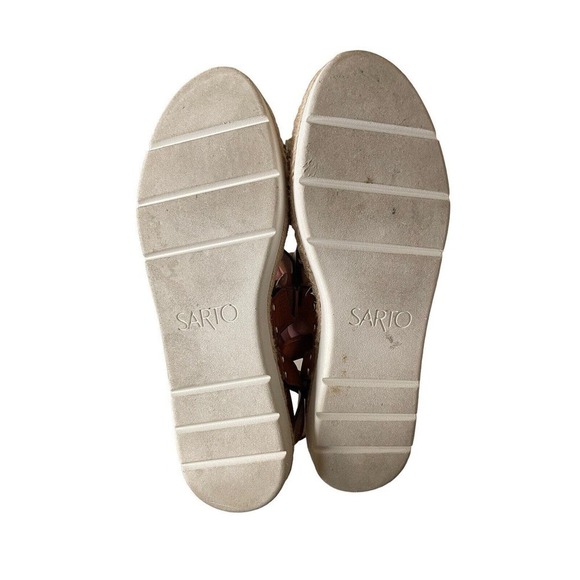 Franco Sarto Calvin Sandals Brown Leather Size 9.5 Platform Ankle Strap Buckle - Picture 9 of 11